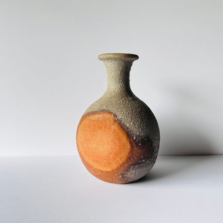 KY-1 神山易久　信楽細口花壷　共箱付き  Kohyama Yasuhisa Shigaraki Narrow Mouth Flower Vase with Box
