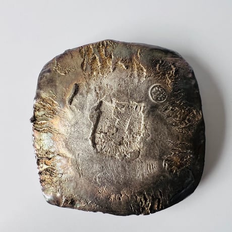 TN−19 谷井直人　銀彩ビードロ四方皿　Naoto Tanii, Silver-glazed Vidro square plate