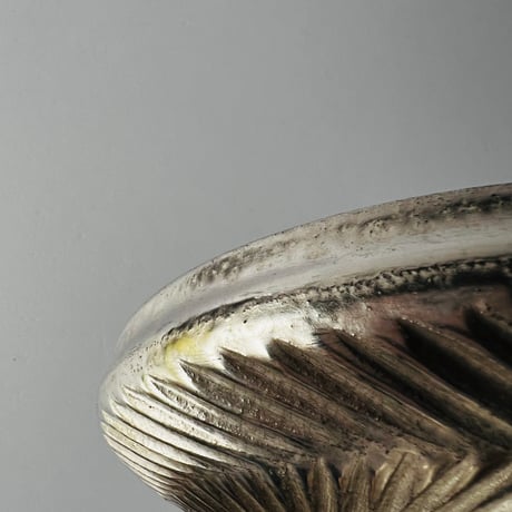 TNー50 谷井直人　銀彩ビードロコンポート皿　Naoto Tanii, Silver-glazed Vidro Compote Dish