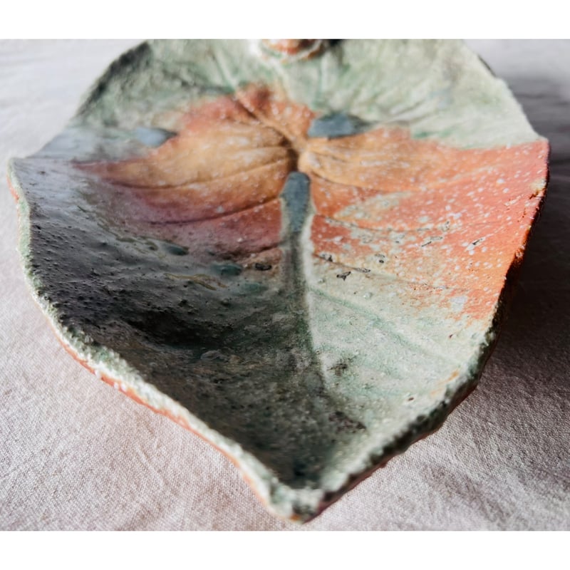 辻村史朗　伊賀　大皿 Tー116 辻村史朗 伊賀葉皿大 共箱付 Shiro Tsujimura Large Leaf