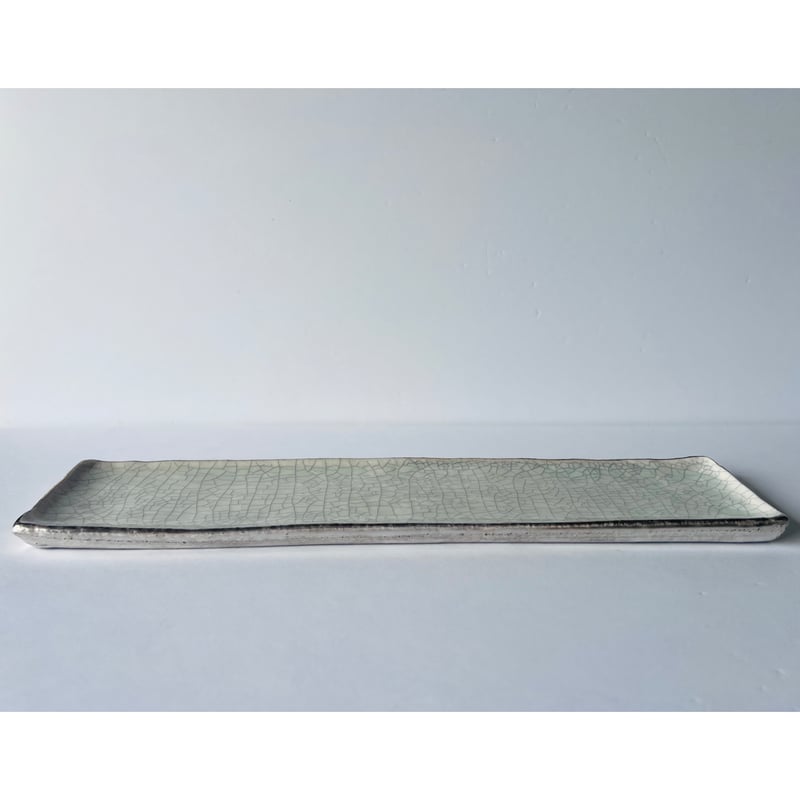 谷井直人　銀彩シルバー×黒 長皿（細）　希少　限定レア　(印Aテープあり) 谷井直人 銀彩シルバー×黒 長皿（細） 希少 限定レア (印Aテープ