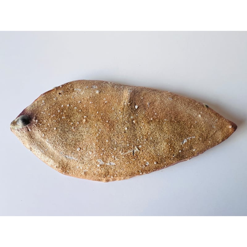 T−112 辻村史朗 伊賀葉皿 共箱有 Shiro Tsujimura Iga Leaf Pl