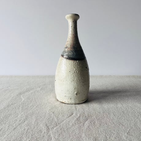 T−128 辻村史朗　粉吹つる首花入　共箱付　Shiro Tsujimura Kohiki Crane-Neck Flower Vase