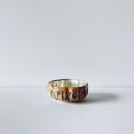 TN−122 谷井直人　銀彩黒流輪花小鉢 Naoto Tanii Silver Glaze Black Flow Rinka Bowl