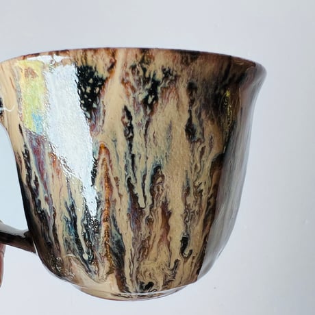 TN−118 谷井直人　銀彩黒流マグカップ Naoto Tanii Silver Glaze Black Flow Mug