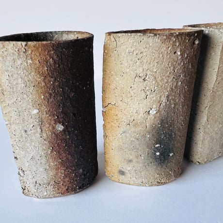 Oー33 大平新五　信楽湯呑み　五客組 Ohira Shingo, Shigaraki teacups, set of five