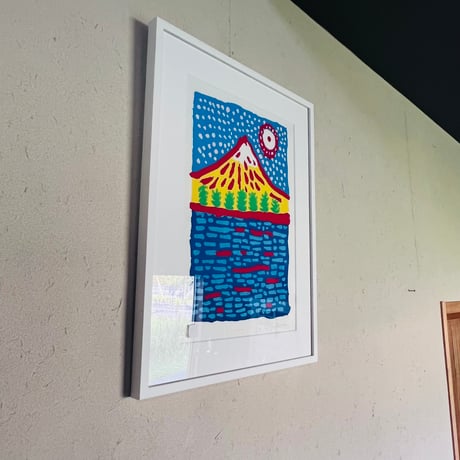 Kー2 草間彌生　「わが心の富士はかたる」木版画　Yayoi Kusama “My Heart Speaks of Mount Fuji” Woodblock Print