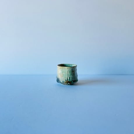 Fー22 古谷和也　伊賀角ぐい呑　共箱有　Kazuya Furutani Iga Square Guinomi with Tomobako