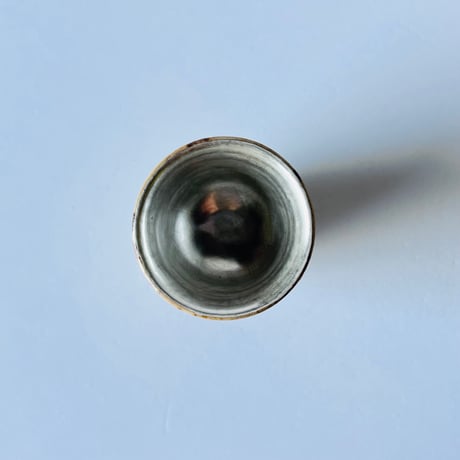 TN−127 谷井直人　銀彩黒流杯 Naoto Tanii Silver Glaze Black Flow Guinomi