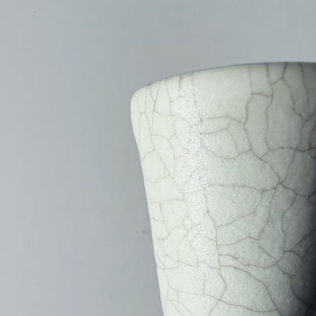 TN−125  谷井直人　銀彩白釉貫入杯 Naoto Tanii Silver Glaze White Crackled Guinomi