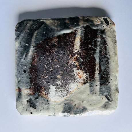 Tｰ64 辻村史朗　粉引き角皿小　Shiro Tsujimura  Powdered square plate