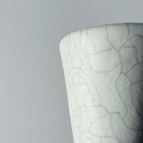 TN−125  谷井直人　銀彩白釉貫入杯 Naoto Tanii Silver Glaze White Crackled Guinomi