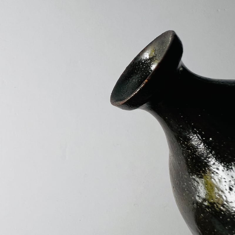 Sー9 鈴木大弓 黒高麗徳利 箱付き Suzuki Hiroyumi Black Korean