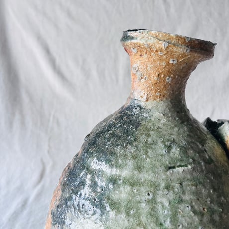 T−114　辻村史朗　伊賀花入　共箱付　Shiro Tsujimura Iga Flower Vase