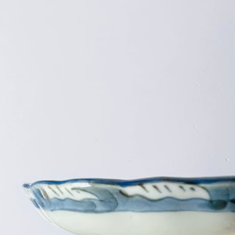 KS-1 伊万里　染付　呉須白抜　花鳥図　Imari blue and white with cobalt blue and white, flower and bird design