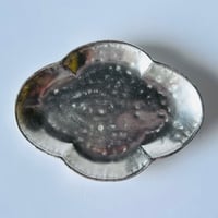 TN−115 谷井直人　総銀彩木瓜小皿 Full Silver Glaze Mokko Plate