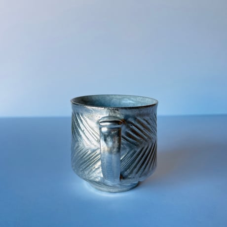 TNｰ90 谷井直人　銀彩しのぎビードロマグカップ　Silver-Glazed Shinogi Bidoro Mug