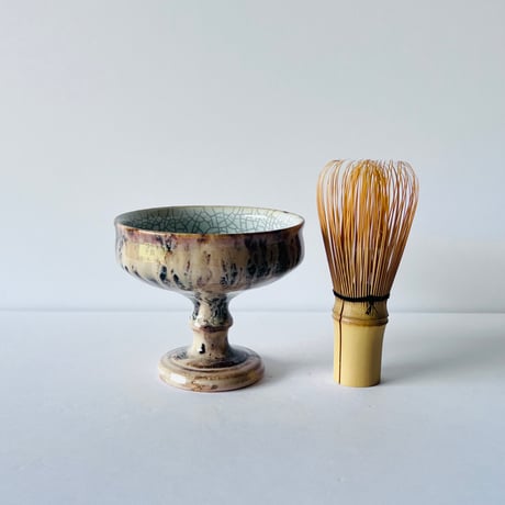TN−114 谷井直人　黒流青磁貫入ゴブレット Naoto Tanii Black Flow Celadon Crackled Goblet