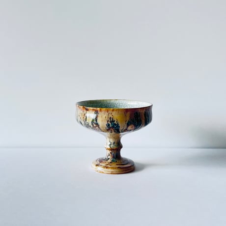TN−114 谷井直人　黒流青磁貫入ゴブレット Naoto Tanii Black Flow Celadon Crackled Goblet