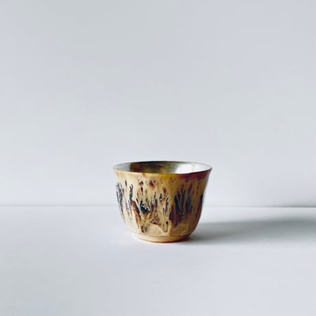 TN−120 谷井直人　銀彩黒流湯呑み Naoto Tanii Silver Glaze Black Flow Yunomi