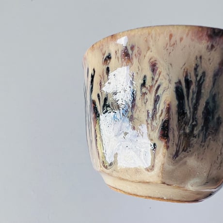 TN−120 谷井直人　銀彩黒流湯呑み Naoto Tanii Silver Glaze Black Flow Yunomi
