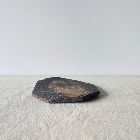 T−126 辻村史朗　焼き締め八角皿　共箱付　Shiro Tsujimura Yakishime Octagonal Plate