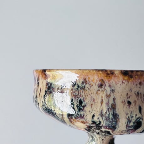 TN−114 谷井直人　黒流青磁貫入ゴブレット Naoto Tanii Black Flow Celadon Crackled Goblet