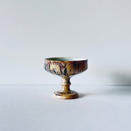 TN−114 谷井直人　黒流青磁貫入ゴブレット Naoto Tanii Black Flow Celadon Crackled Goblet