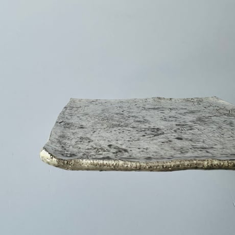 TN−35 谷井直人　銀彩四方皿　TN-35 Naoto Tanii Silver-glazed square plate