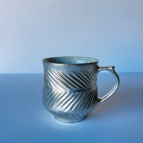 TNｰ91 谷井直人　銀彩しのぎビードロマグカップ　Silver-Glazed Shinogi Bidoro Mug