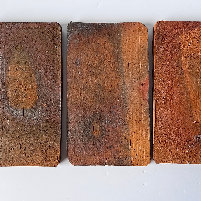 Tｰ63 辻村史朗 備前隅切皿 五枚組 Shiro Tsujimura, Bizen Corn