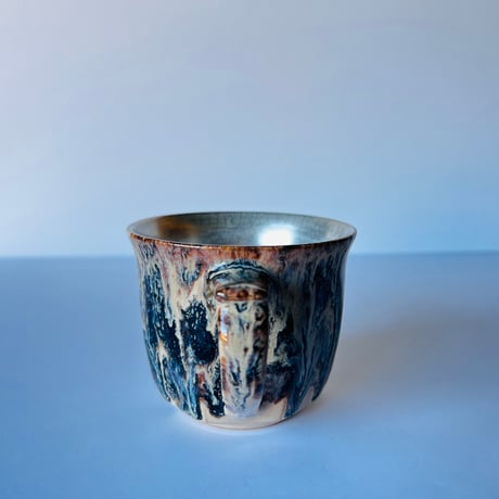 TNｰ84 谷井直人　銀彩黒流マグカップ　Silver-Glazed Black Drip Mug