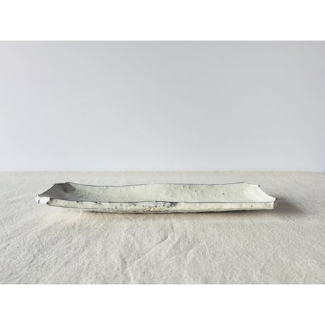 T−122 辻村史朗　粉吹長皿　共箱付　Shiro Tsujimura Kofuki Rectangular Plate