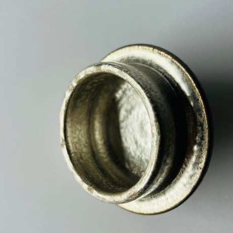 TNー28 谷井直人　銀彩経筒形花入れ　ビードロ　TN-28 Naoto Tanii, Silver-colored cylindrical flower vase, Vidro