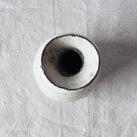 T−128 辻村史朗　粉吹つる首花入　共箱付　Shiro Tsujimura Kohiki Crane-Neck Flower Vase