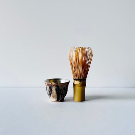 TN−127 谷井直人　銀彩黒流杯 Naoto Tanii Silver Glaze Black Flow Guinomi