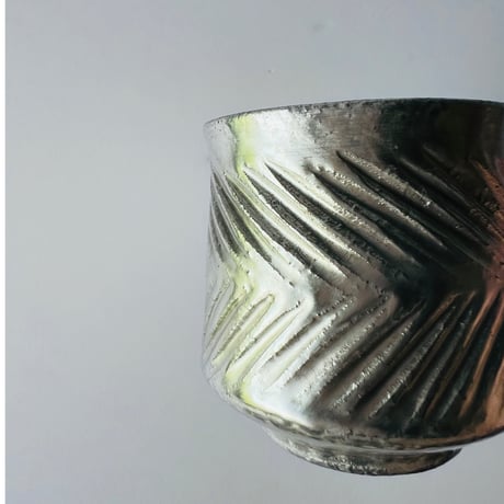 TNー54 谷井直人　銀彩ビードロマグカップ　しのぎ　Naoto Tanii Silver-glazed Vidro Mug - Shinogi