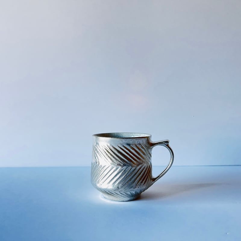 TNｰ90 谷井直人 銀彩しのぎビードロマグカップ Silver-Glazed Shinogi