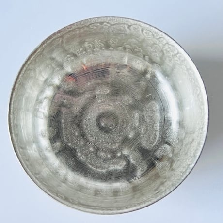 TN-105 谷井直人　総銀彩しのぎ茶碗　Naoto Tanii Full Full Silver Glaze Shinogi Tea Bowl