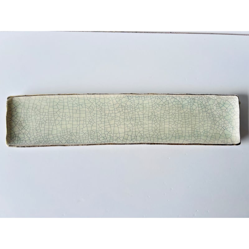 TNー72 谷井直人 銀彩ビードロ長皿 Naoto Tanii – Silver-Glazed