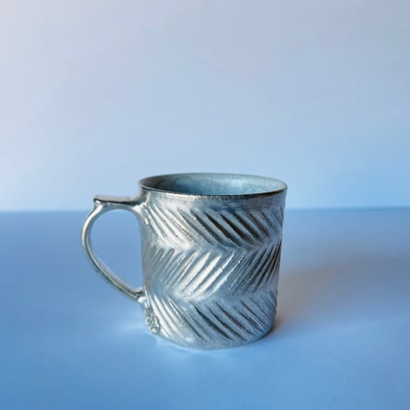 TNｰ89 谷井直人　銀彩しのぎビードロマグカップ　Silver-Glazed Shinogi Bidoro Mug