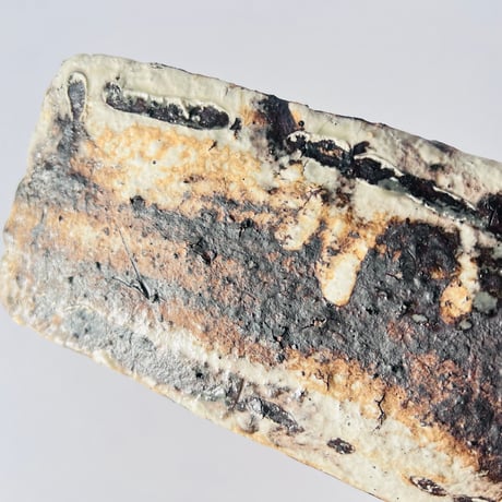 T−124 辻村史朗　粉吹四方皿　共箱付　Shiro Tsujimura Small Kofuki Square Plate