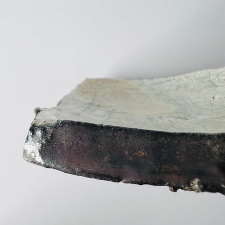 TN−19 谷井直人　銀彩ビードロ四方皿　Naoto Tanii, Silver-glazed Vidro square plate