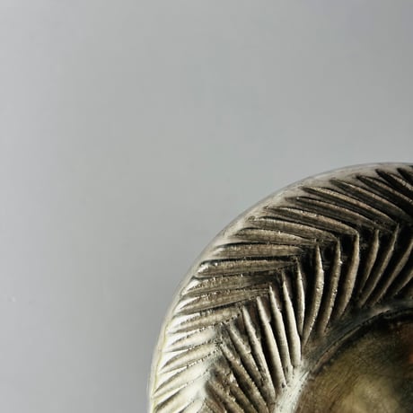 TNー50 谷井直人　銀彩ビードロコンポート皿　Naoto Tanii, Silver-glazed Vidro Compote Dish