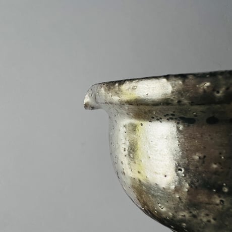 TNー42 谷井直人　銀彩まだら絞り出し急須　Naoto Tanii: Silver glaze mottled squeezed teapot