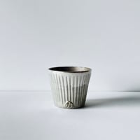 TN−121 谷井直人　銀彩しのぎ湯呑み Naoto Tanii Silver Glaze Shinogi Yunomi