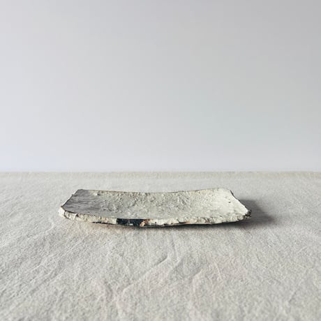 T−124 辻村史朗　粉吹四方皿　共箱付　Shiro Tsujimura Small Kofuki Square Plate