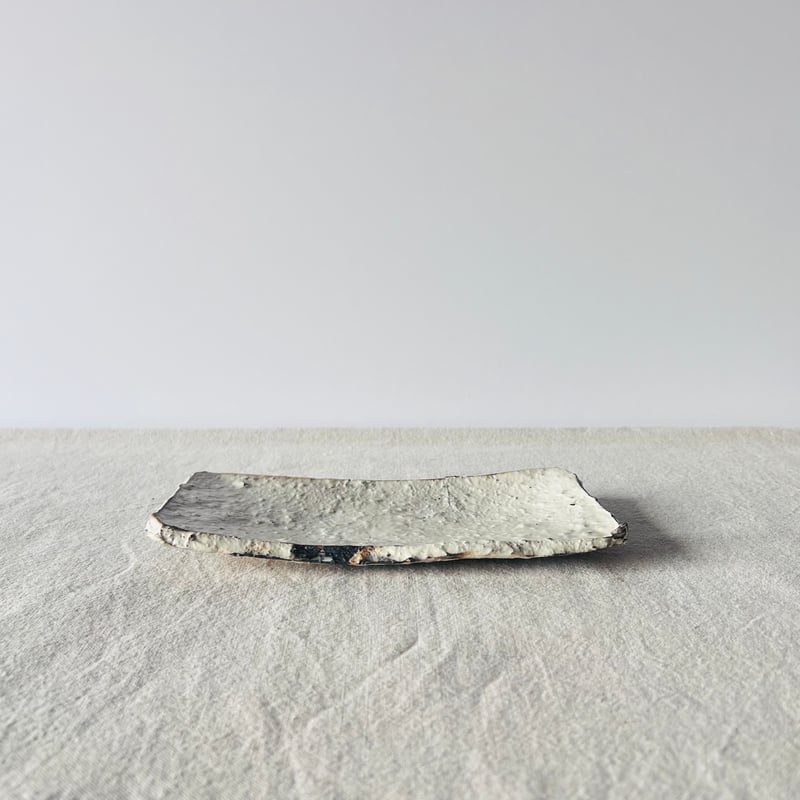 T−124 辻村史朗 粉吹四方皿 共箱付（後日発送）Shiro Tsujimura Small