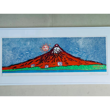 Kー3 草間彌生　木版画　Yayoi Kusama　“When Life Boundlessly Flares Up to the Universe” woodblock print