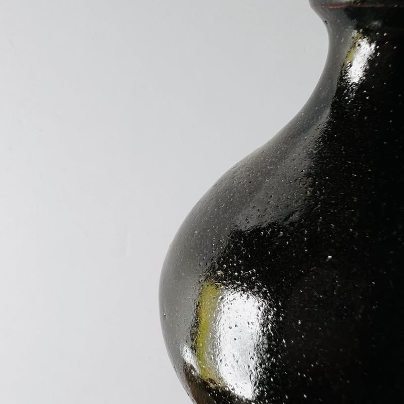 Sー9 鈴木大弓 黒高麗徳利 箱付き Suzuki Hiroyumi Black Korean